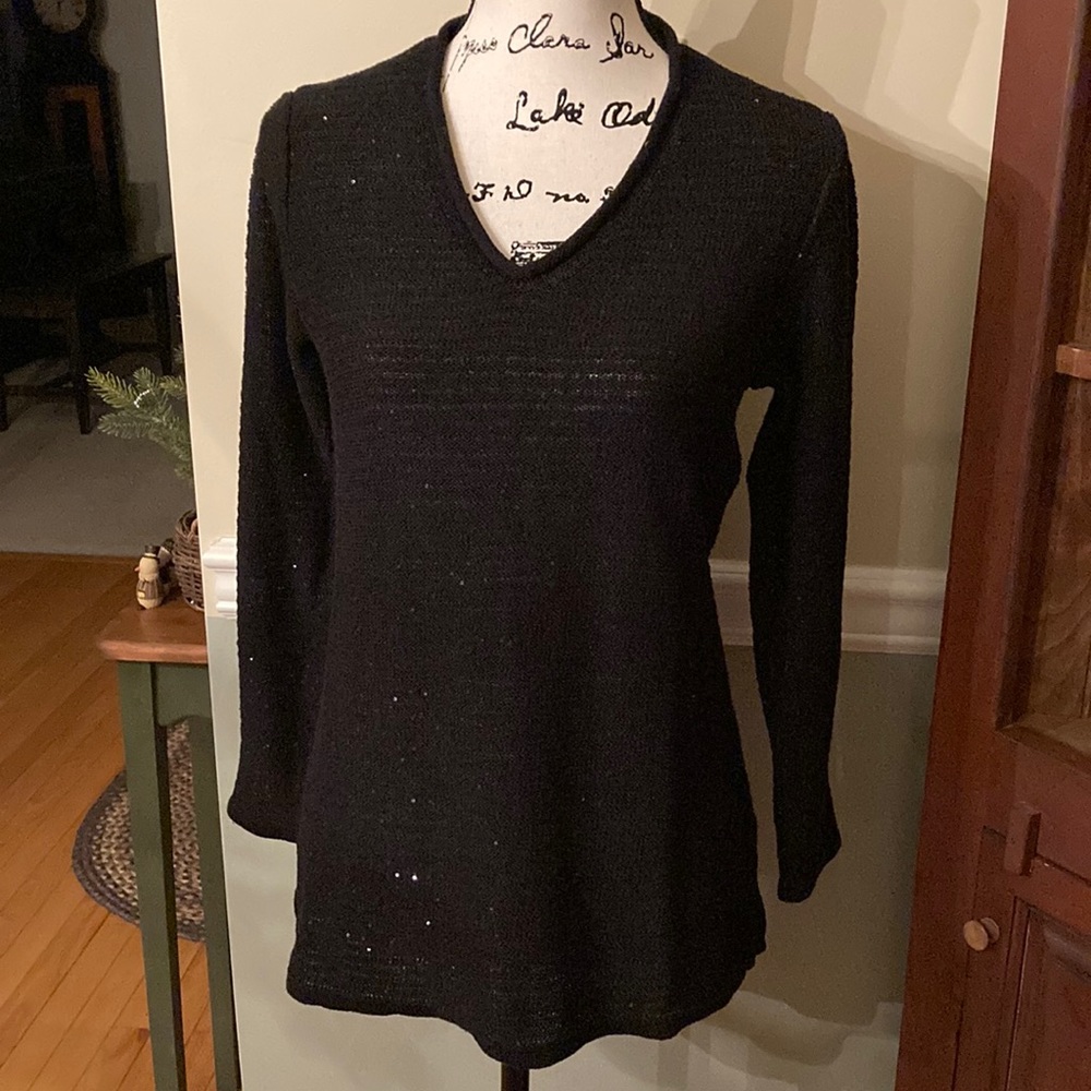 J.jill black sequined v-neck sweater